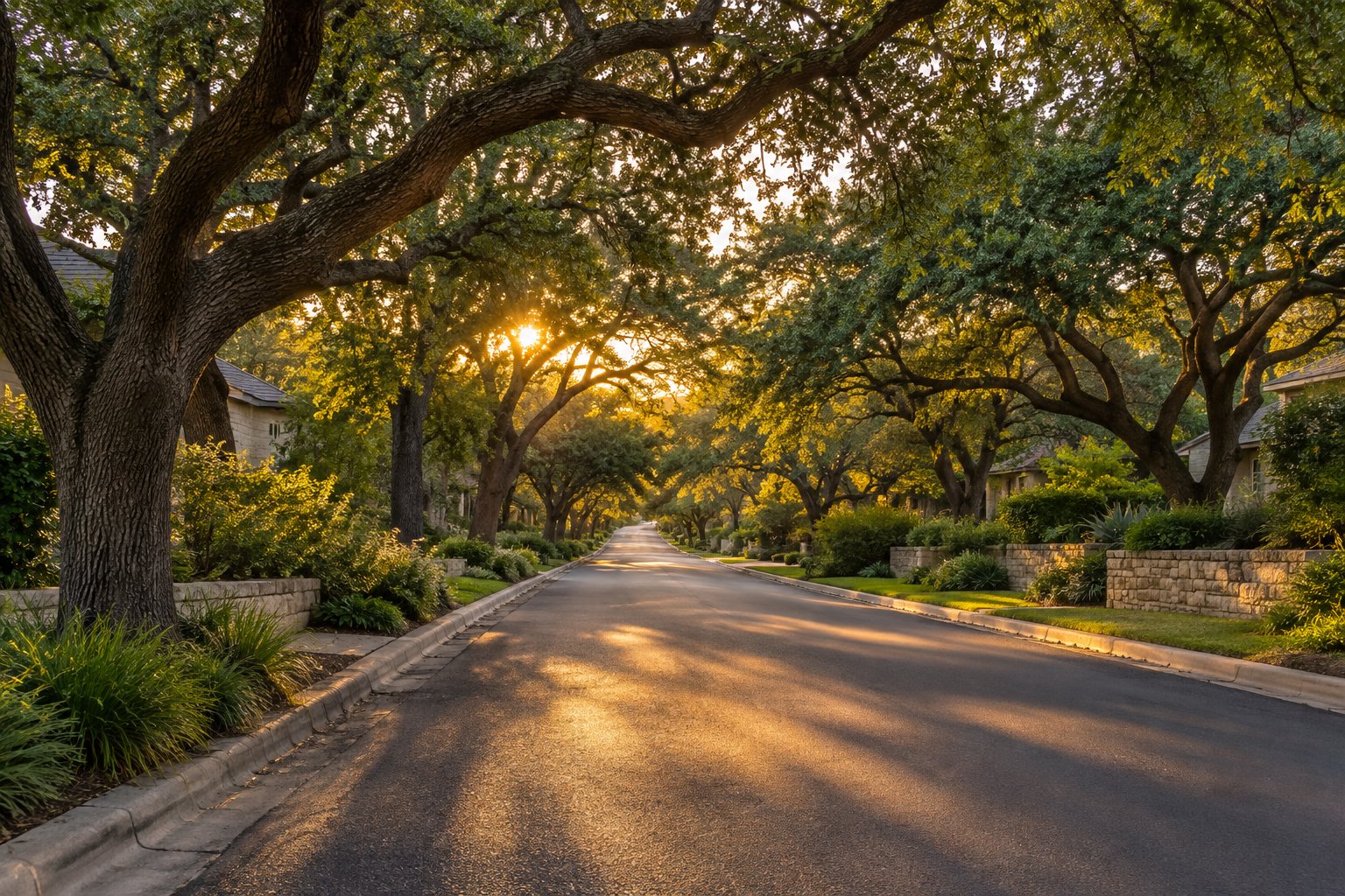 A Austin waterway at sunset, illustrative