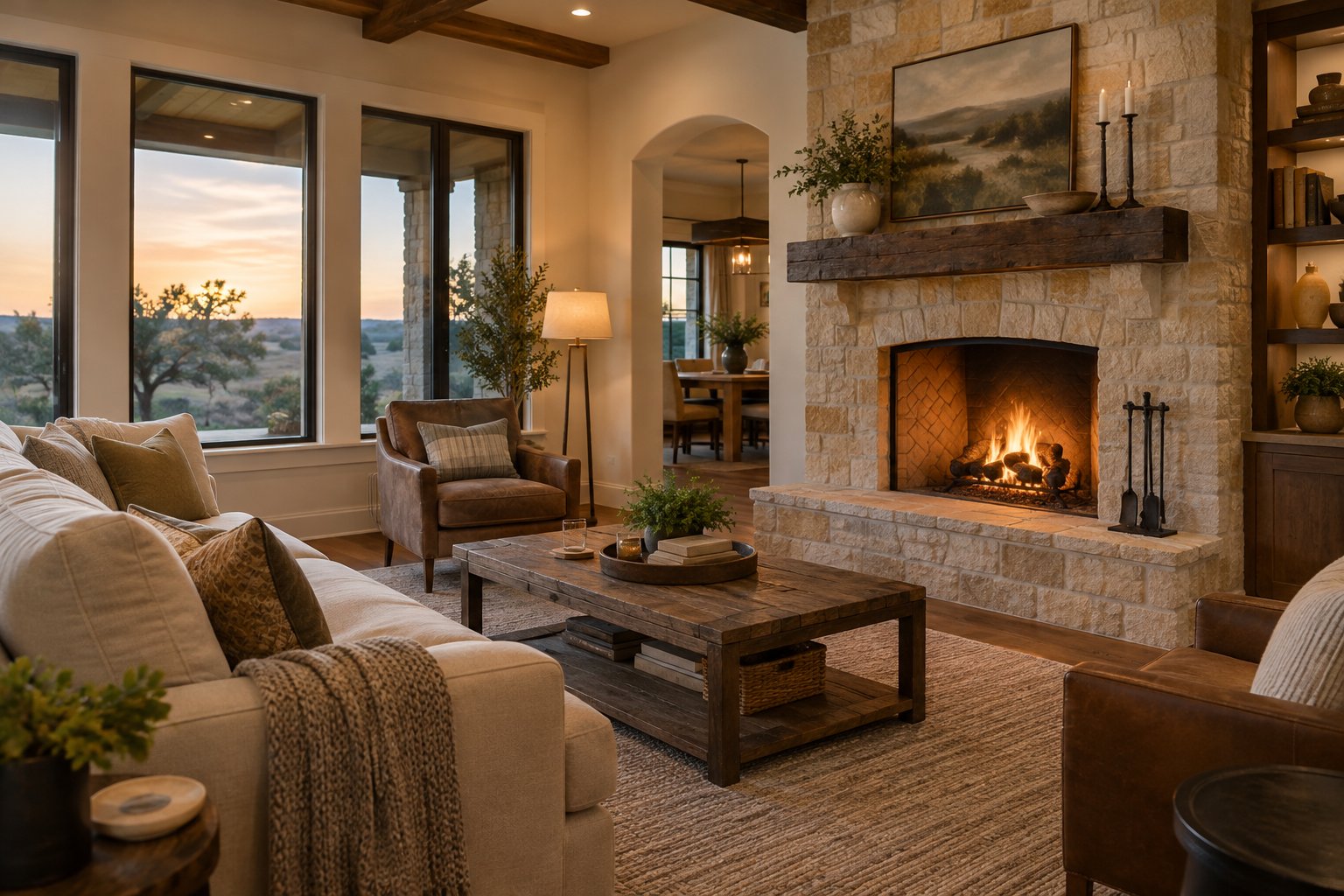 A cozy Austin home living room, illustrative